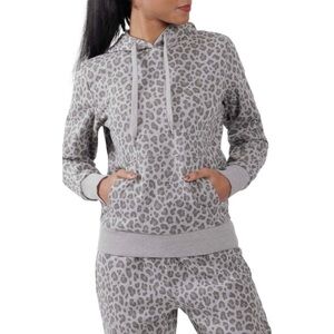 Nwt | 90 DEGREE BY REFLEX Patterned Pullover Hoodie in Leopard Gray Size Small